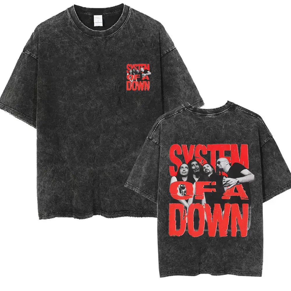 Vintage System of a Down Washed Distressed Band T-Shirt