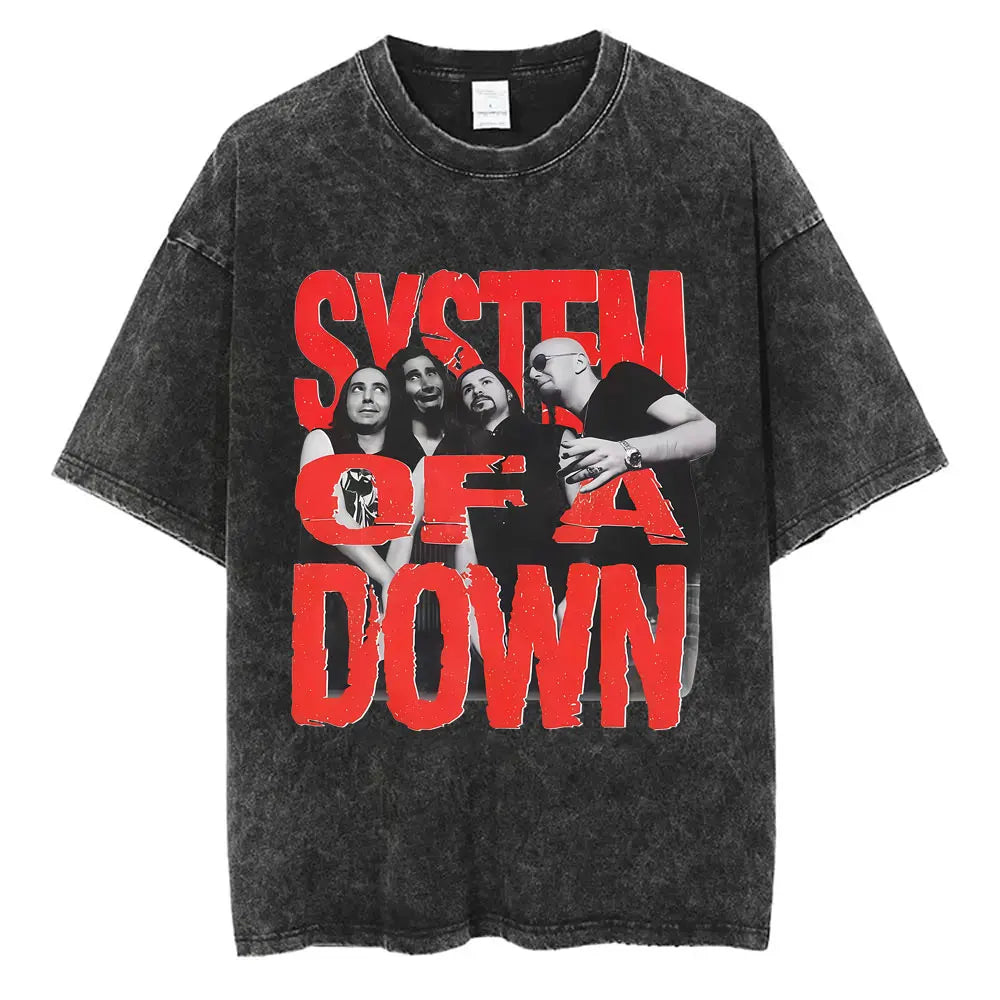 Vintage System of a Down Washed Distressed Band T-Shirt