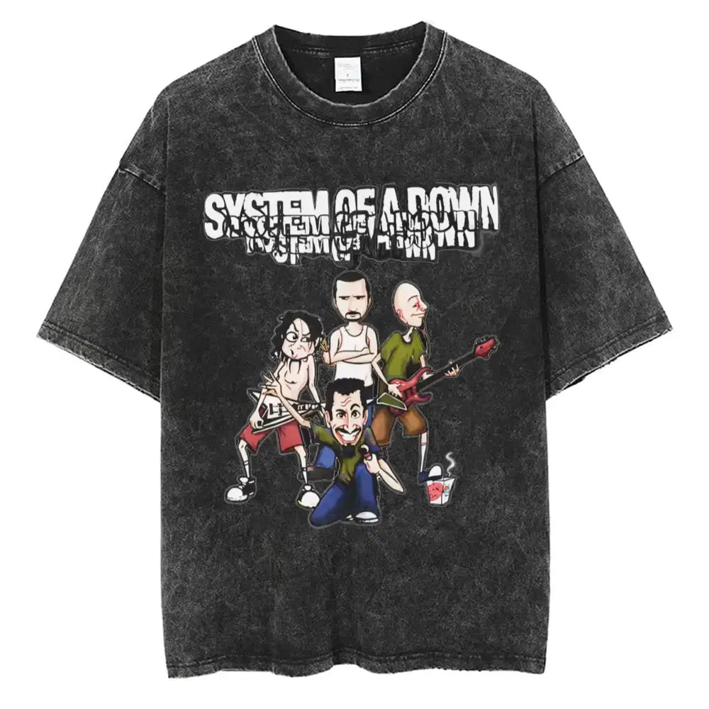 Vintage System of a Down Washed Distressed Band T-Shirt