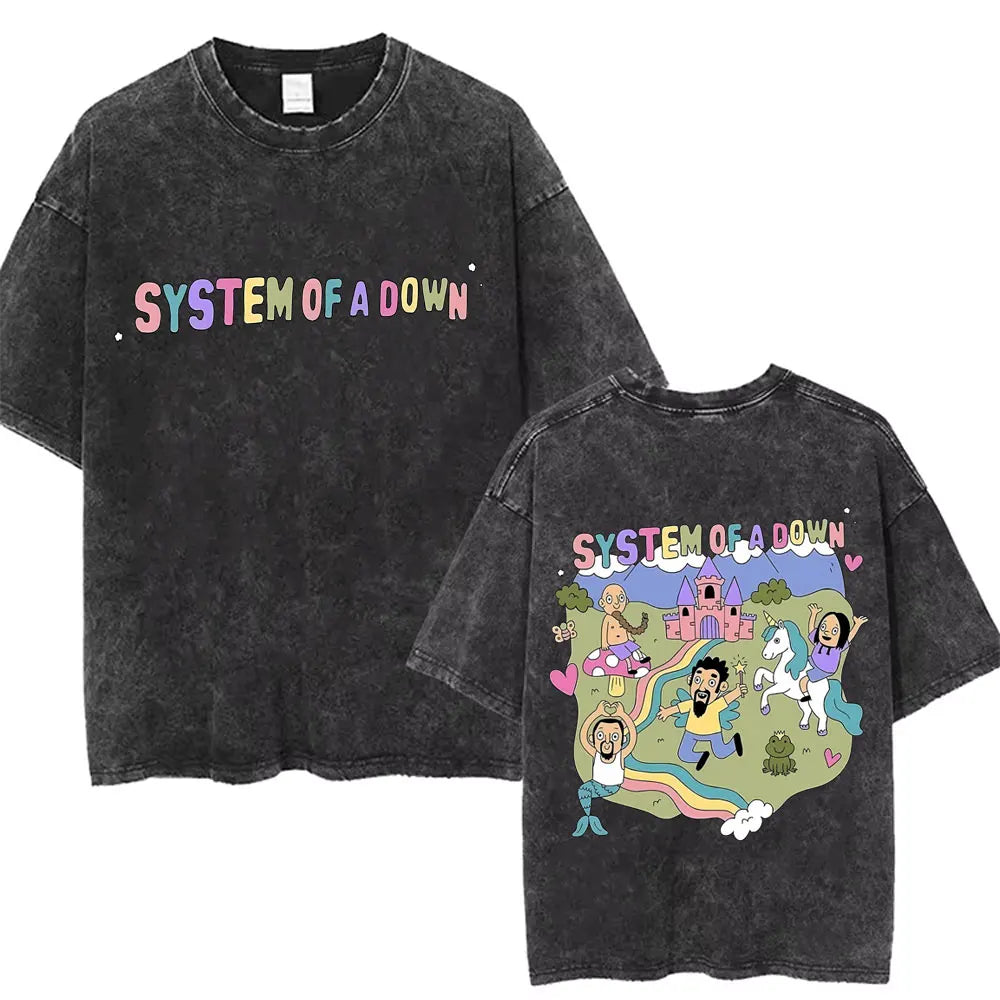 Vintage System of a Down Washed Distressed Band T-Shirt